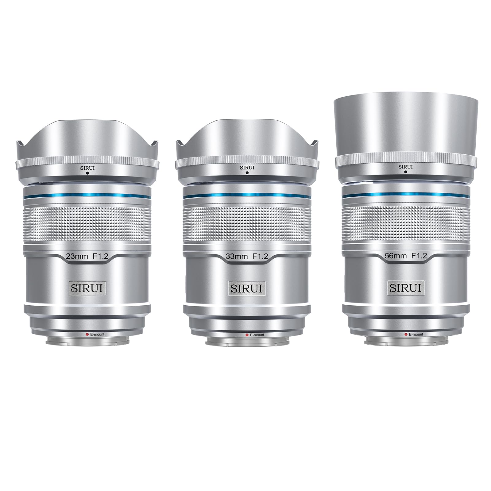Sirui Sniper Autofocus Lens Set, F1.2 Gran Angular APS-C Camera Lens for A5 A6 A7 FX A9 ZV-E Series (E Mount, Silver)