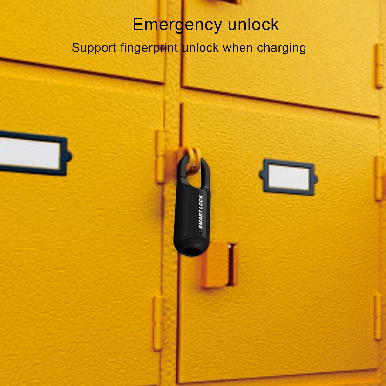 Cerradura de seguridad sin llave, antirrobo DC5V Candado para huellas dactilares Aleación de zinc Capacidad para huellas dactilares de 10 piezas para gabinetes para puertas para mochilas(Negro)