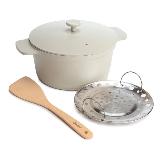 Goodful - Olla todo en uno, antiadherente de revestimiento múltiple, horno holandés fundido de alto rendimiento con tapa a juego, estante para asar y volteador, hecha sin PFOA, utensilios de cocina