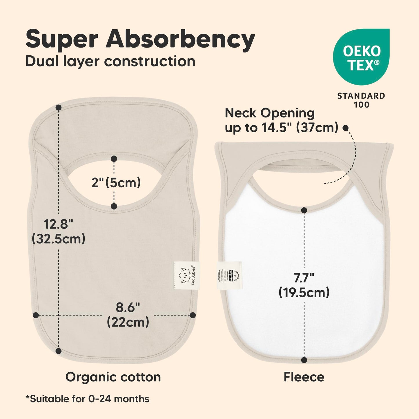 KeaBabies - Paquete de 8 baberos para bebés para niños y niñas, baberos sin botones para la dentición, bebé niña y niño pequeño, recién nacido, suave y absorbente, colores bonitos, cobertura grande
