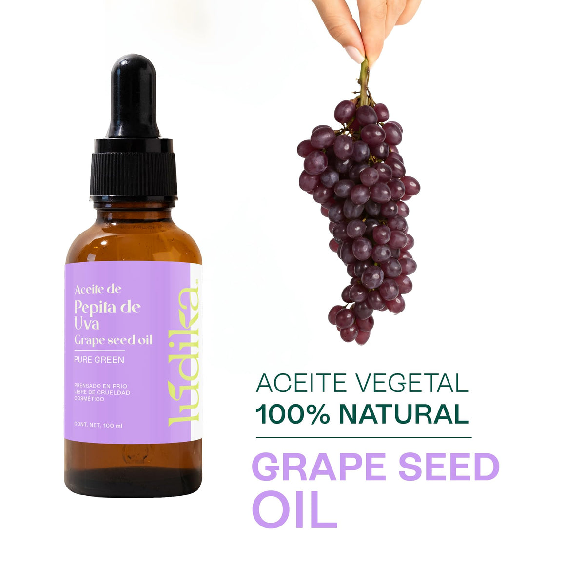 HEBBE | Aceite De Pepita De Uva 100 Ml | Antiedad Nutritivo Y Revitalizante | Rico En Antioxidantes | Ligero Y Ligeramente Astringente | Excelente Para Masajes