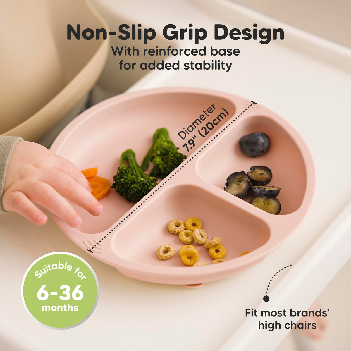 KeaBabys Placas de succión con tapa para bebé, paquete de 3 placas de succión 100% de silicona para bebés, niños, placas para bebés con succión, tapa, sin BPA, microondas (Amaze)