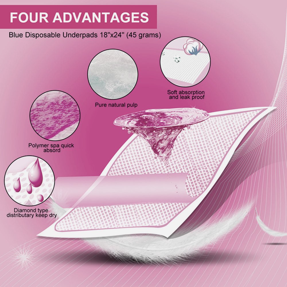 Cambiador desechable para bebé – Cambiador de viaje – Cambiador de pañales, 30pack-Pink, 18*24IN