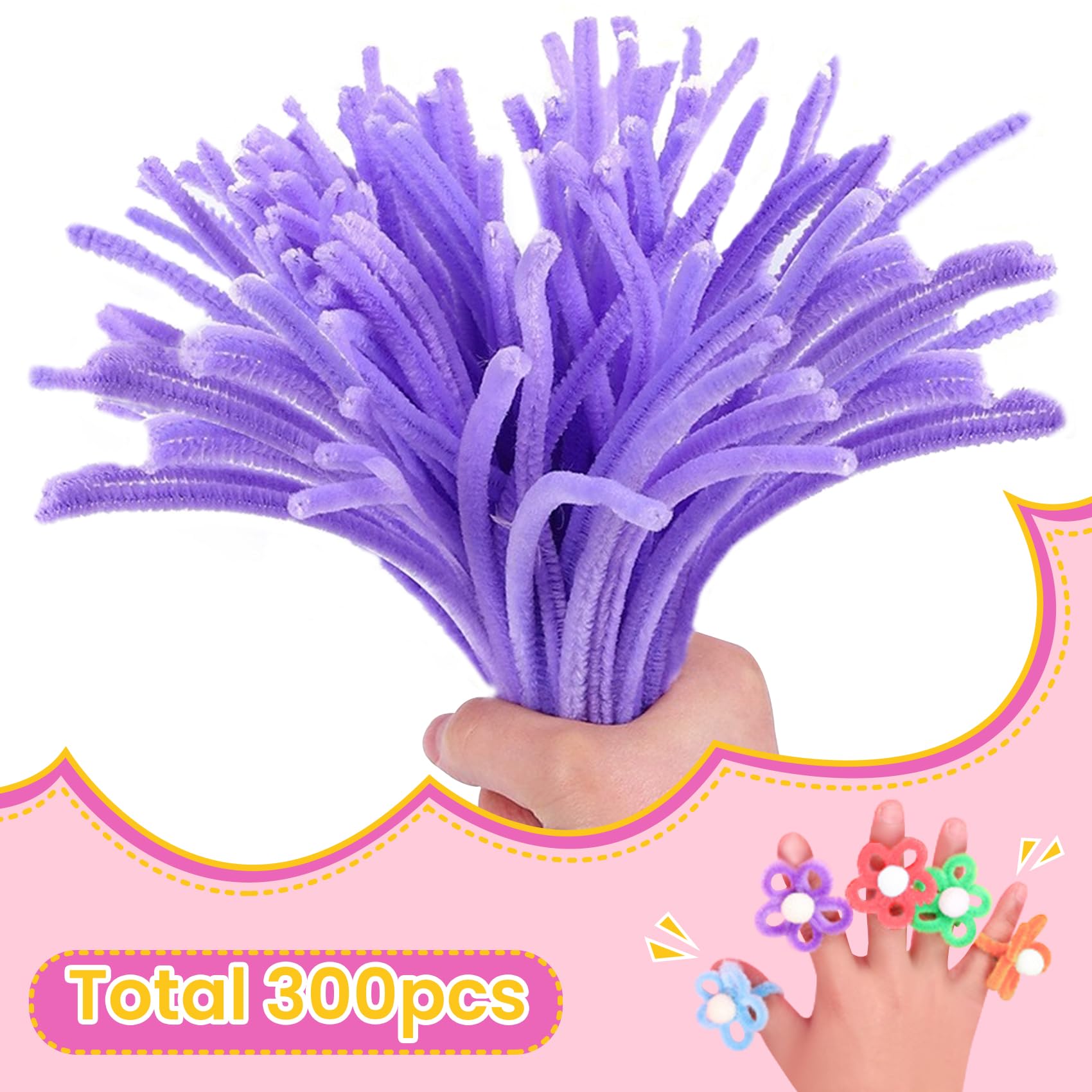 HOIRIX - 300 limpiadores de tuberías, tallos de chenilla, 7 colores (macarrón)