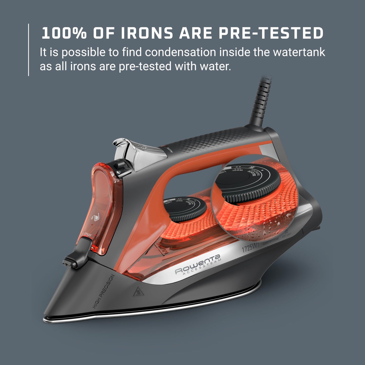 Plancha de Vapor Rowenta TFAL negra con Suela de Acero Inoxidable 1700W