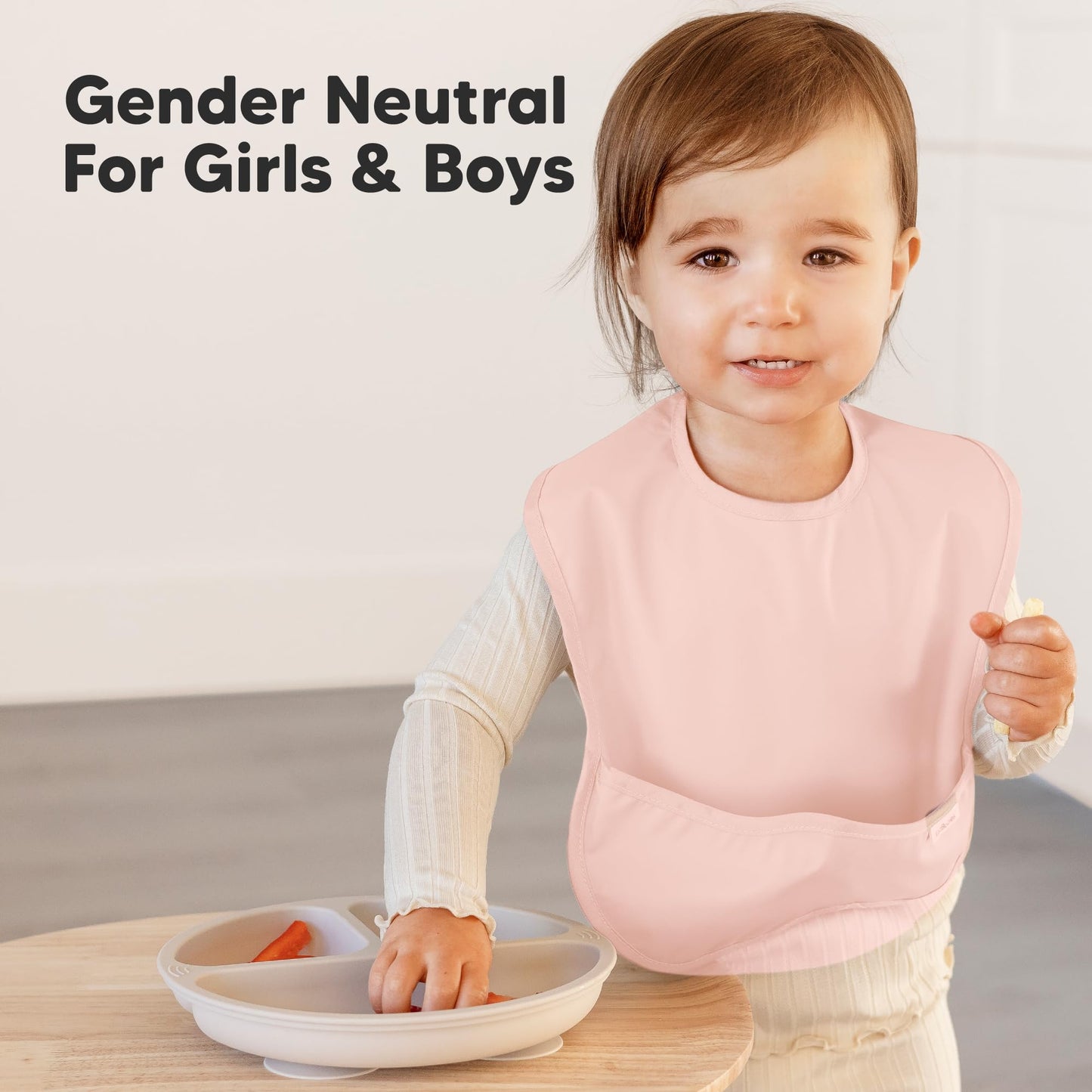 KeaBabies - Paquete de 3 baberos impermeables para comer – Baberos ligeros de alimentación para niños pequeños con gran colector de alimentos, a prueba de desorden, esenciales para comer bebés de