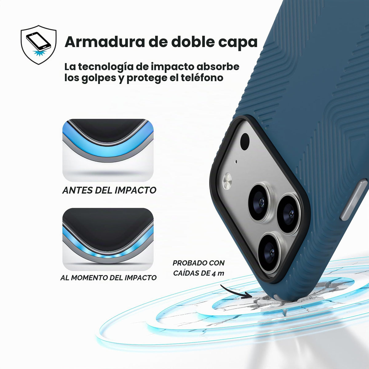 Funda para iPhone 17 Pro Speck mar profundo plata metálica azul hechizo compatible con MagSafe