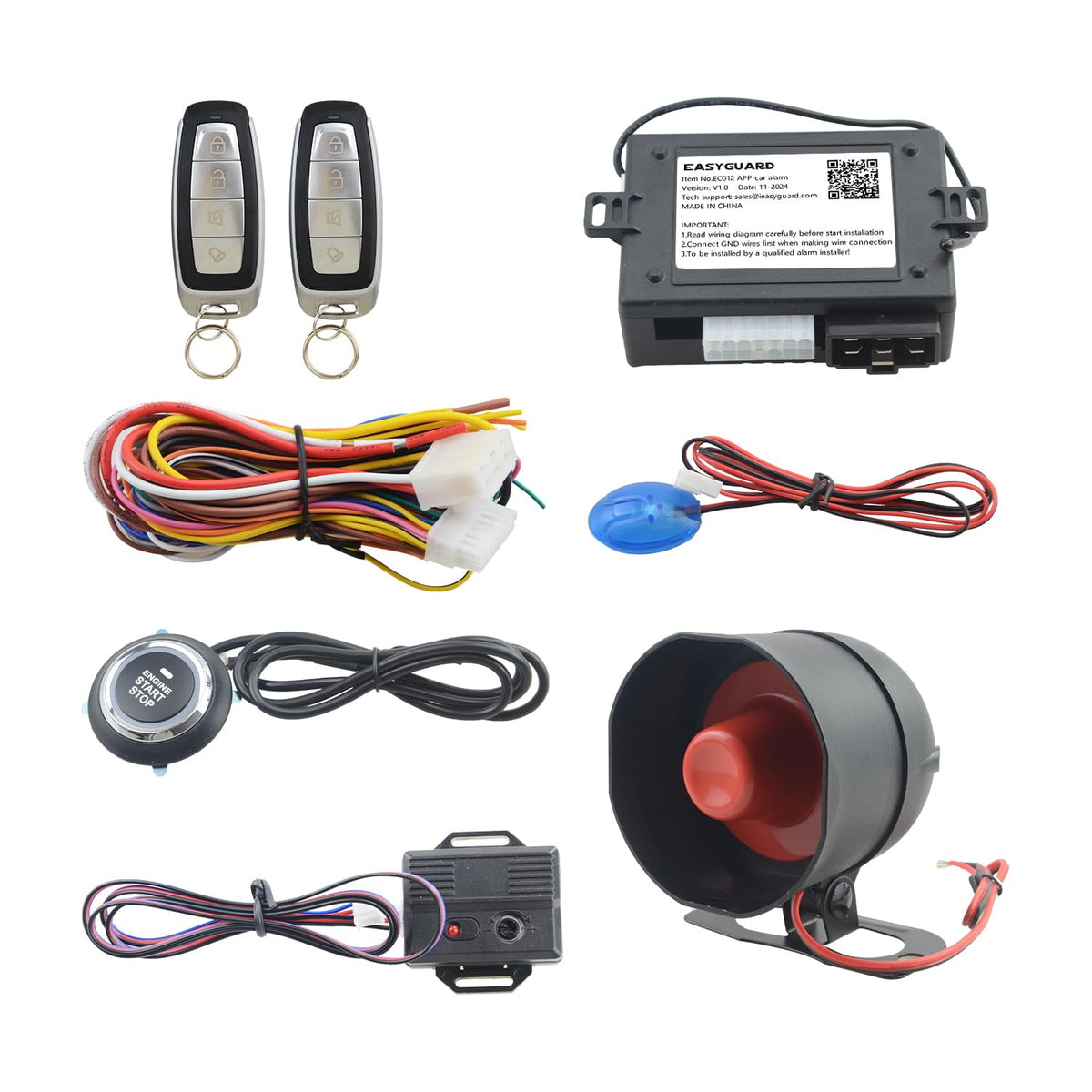 Alarma de Coche EASYGUARD EC012 Proximidad y Arranque Remoto DC12V