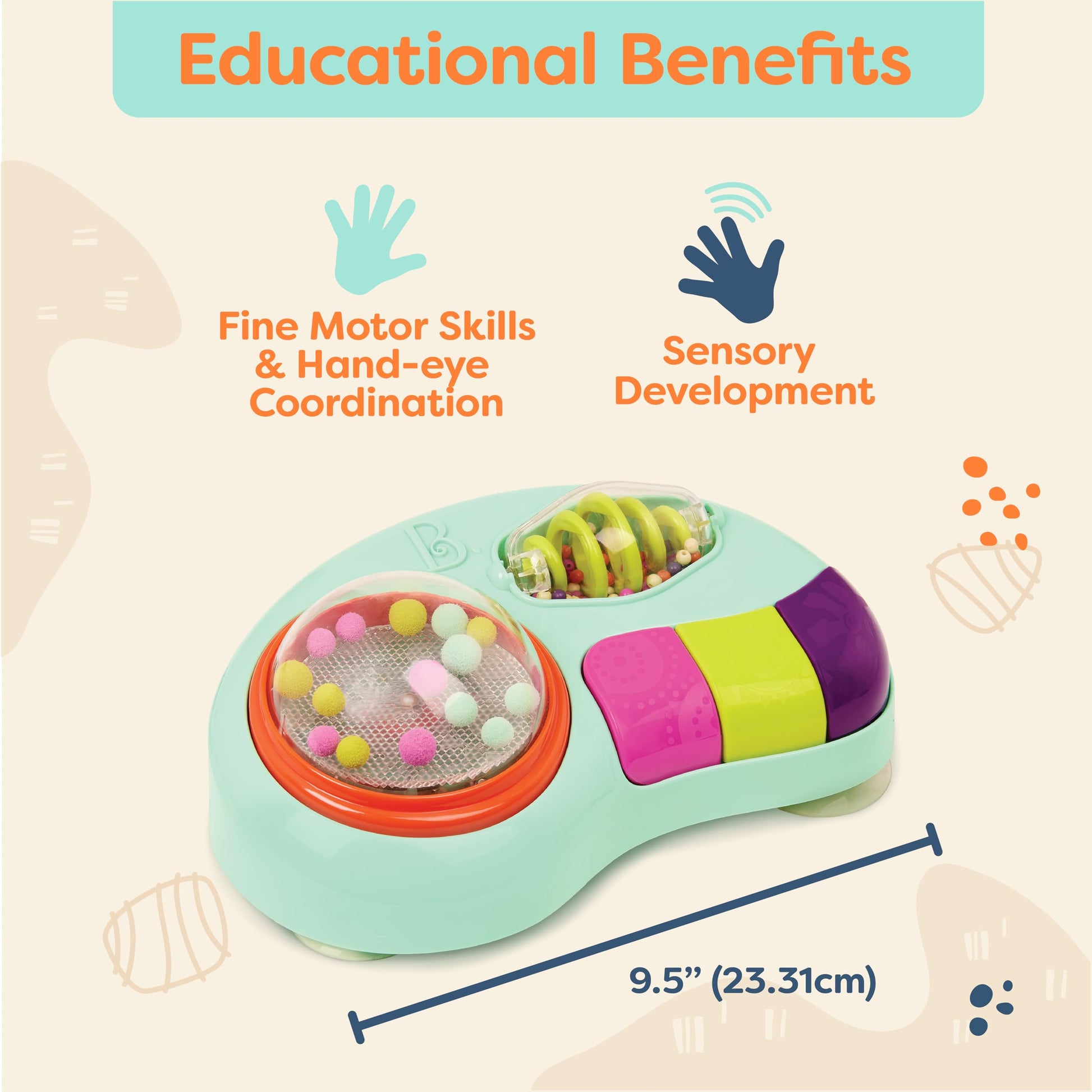 B. Baby – Estación de Actividades para el Bebé – Juguete para la Silla del bebé, con música y Luces – Centro de Actividades sensoriales – Juguetes para el Desarrollo del Bebé – 6 Meses +