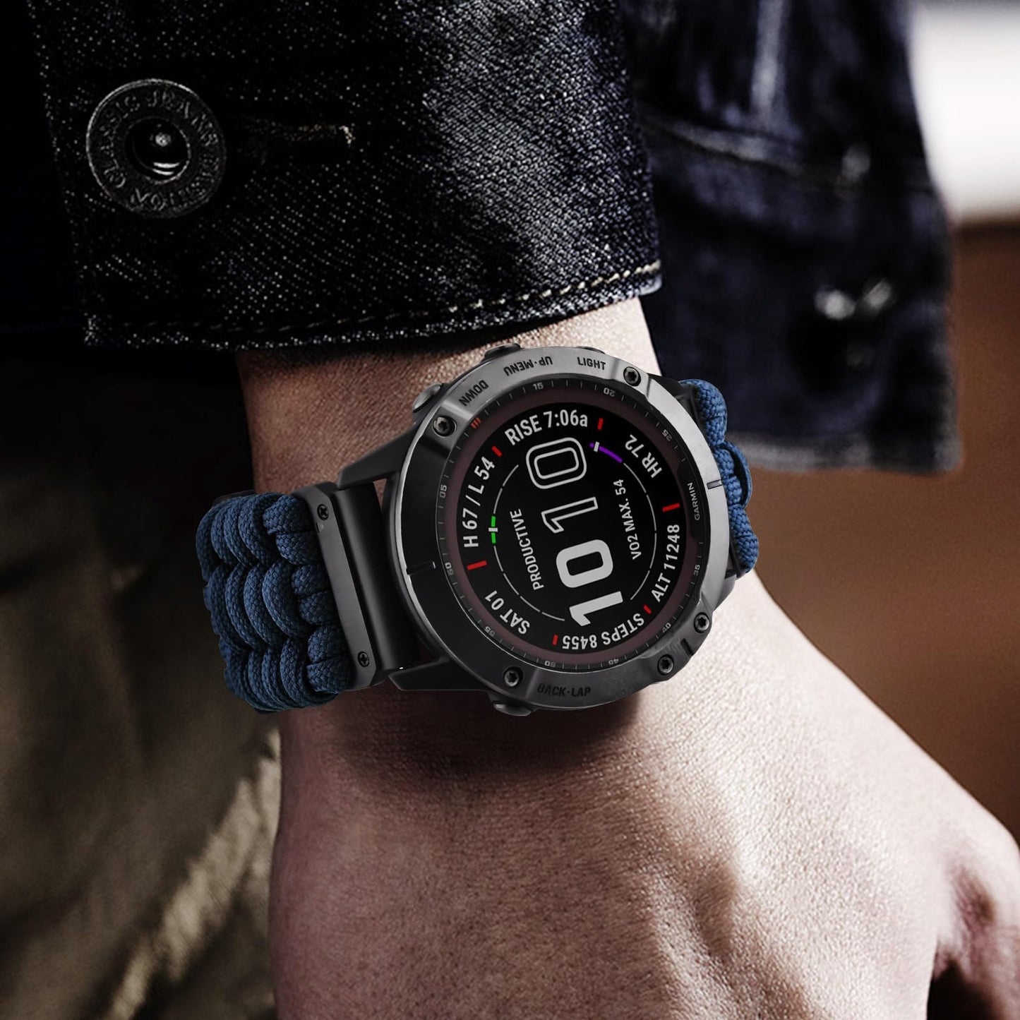 CAGOS - Correas de paracaídas compatibles con Garmin Fenix 5X/6X/7X, Tactix Delta, Quickfit 26, correas deportivas de nailon resistentes para hombres, Azul, 26 mm, Pulsera