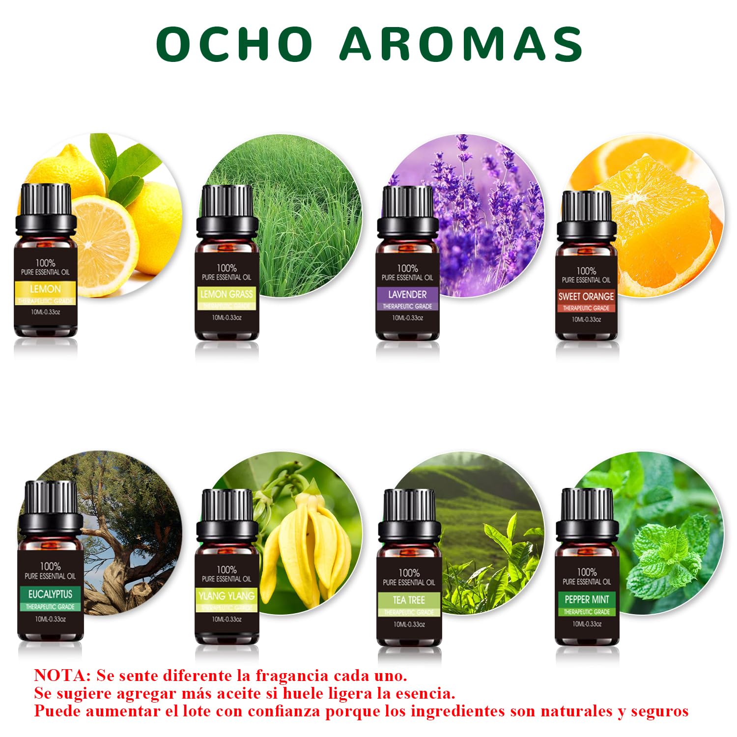 Aceites Esenciales VIDA4U Aromaterapia Naturales para Difusores y Humidificadores