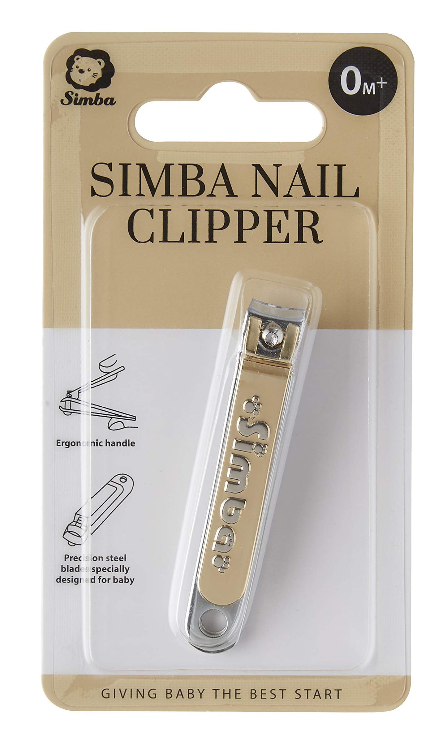 Simba - Cortauñas para bebé, acero al carbono, chapado en oro, con lima de uñas integrada