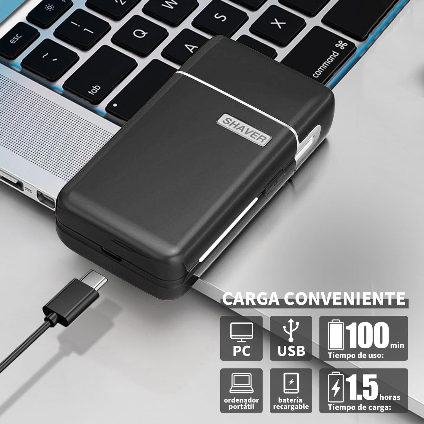 NINOMO Mini Afeitadora Eléctrica, Rasuradoras Portátiles para Hombre（Negro）