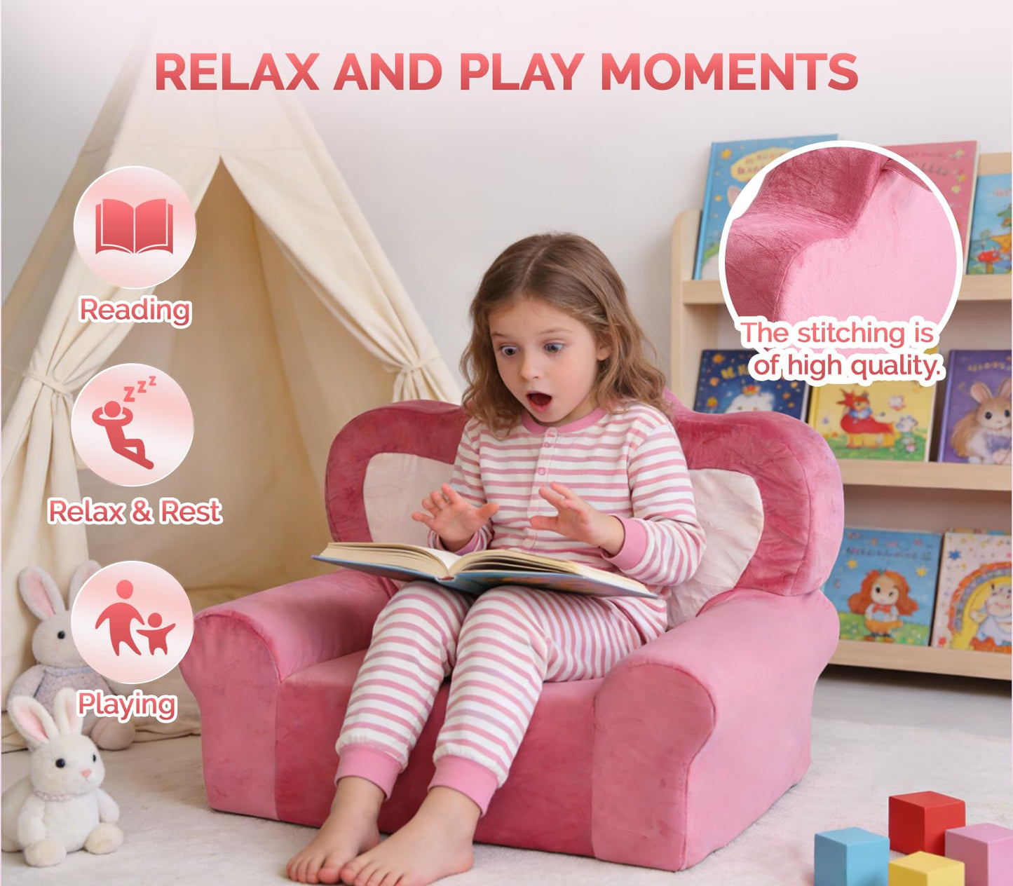 BumbleBabe Cómoda silla, sillón cómodo (corona rosa)