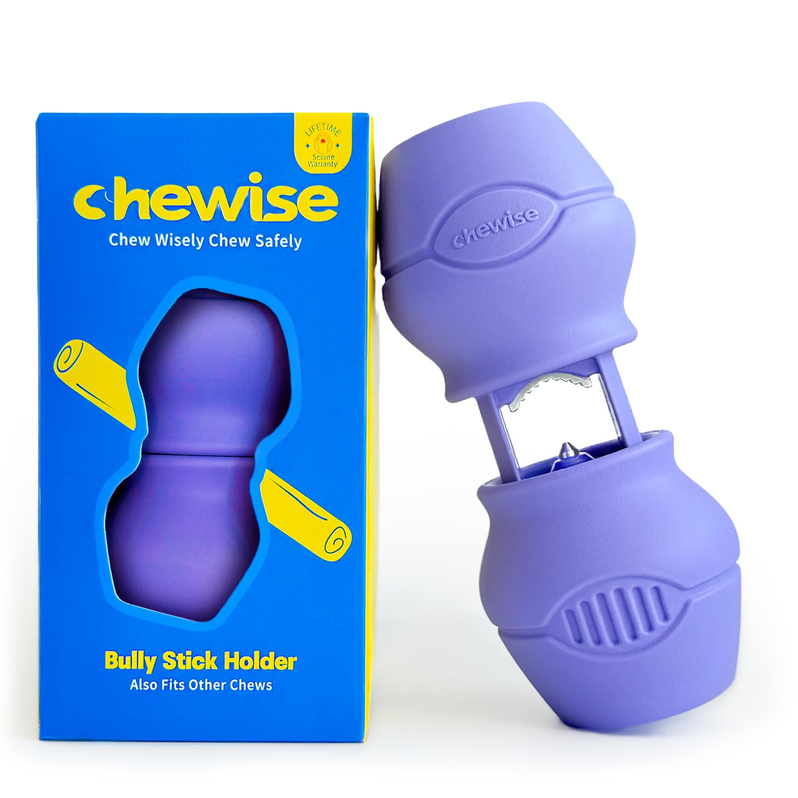 Chewise Soporte para Palitos Naturales de Toro para Perros, Uso rudo, diseño para prevenir el atragantamiento, Juguete para Mascotas Libre de BPA, Compatible con Varios tamaños y Razas
