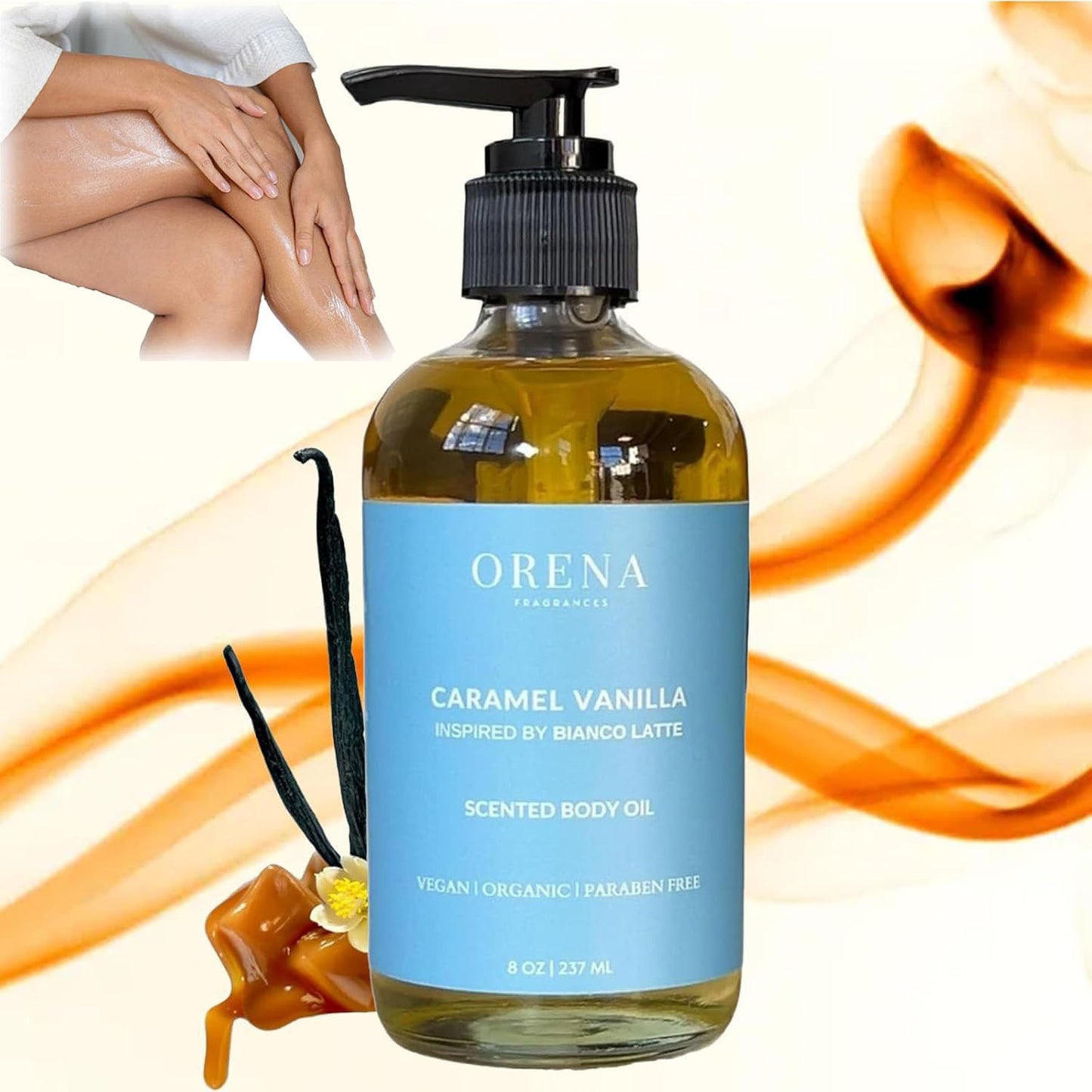 Orena Body Oil Caramel Vanilla, Vanilla Body Oil, Orena Body Oil, Orena Fragrances Body Oil Caramel Vanilla, Body Oil After Shower (1pcs)