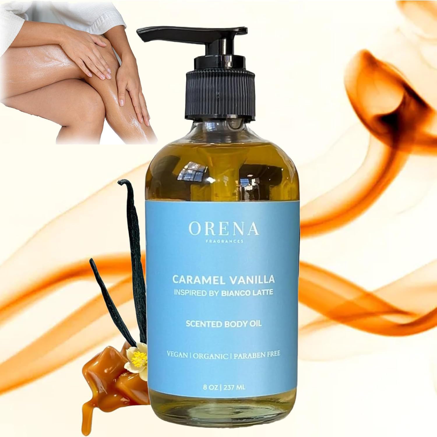 Orena Body Oil Caramel Vanilla, Vanilla Body Oil, Orena Body Oil, Orena Fragrances Body Oil Caramel Vanilla, Body Oil After Shower (1pcs)