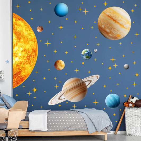 Calcomanías de Pared Sistema Solar Espacial para Habitación de Niños