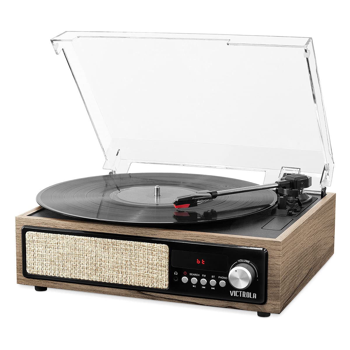 Tocadiscos Victrola Bluetooth Nogal Campestre 3 en 1 con Bocinas Integradas y Reproductor de 3 Velocidades