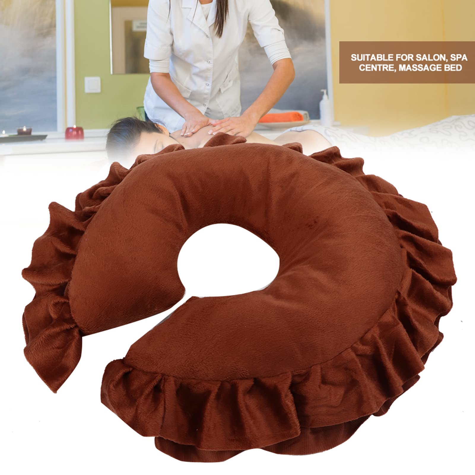 Almohada Facial en Forma de U Desmontable Marrón para Salón de Spa y Cama de Masaje