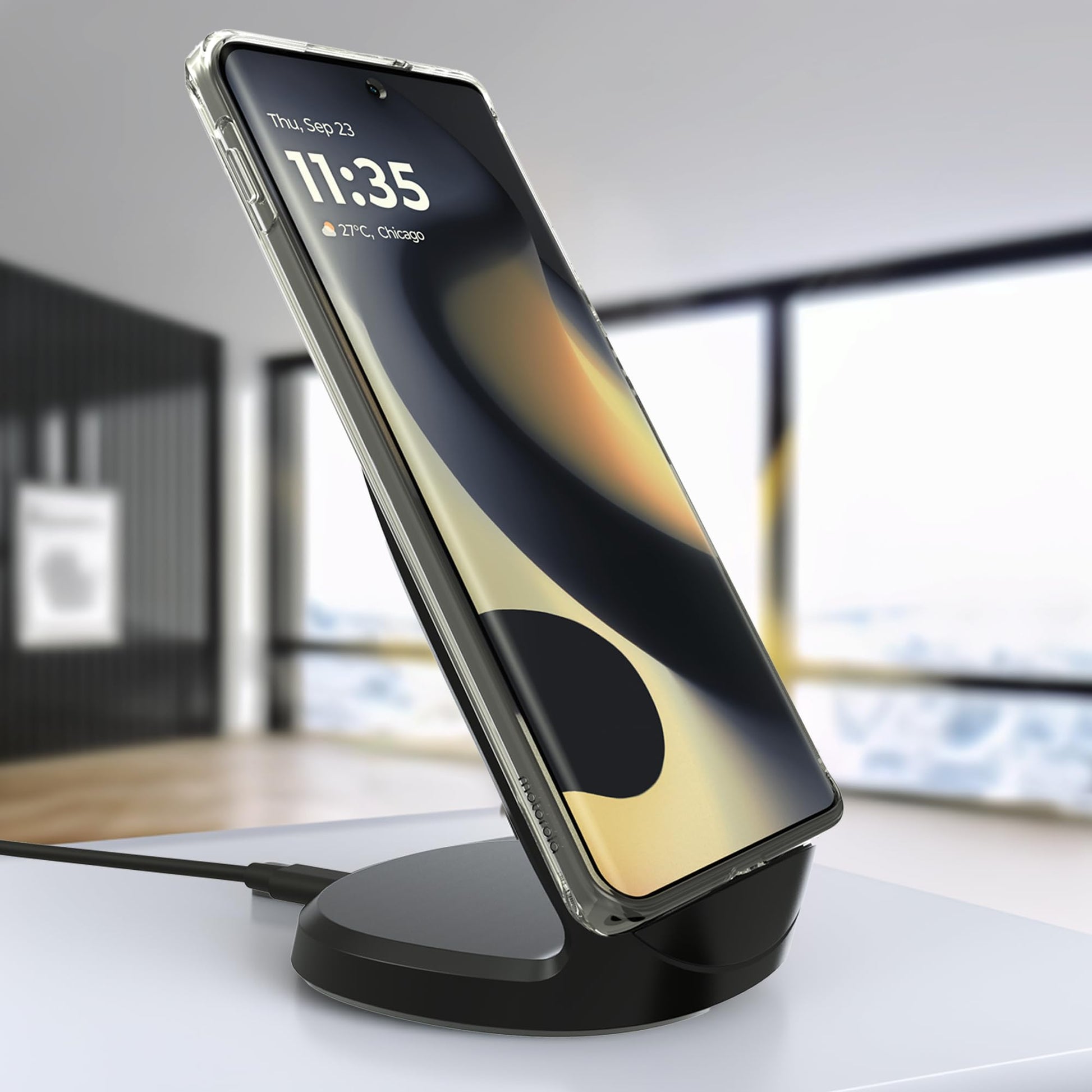 Motorola TurboPower - Soporte inalámbrico Qi de 15 W + cargador de 33 W + cable USB-C - para Moto G Power 2024/2025, Stylus (2025), G Stylus 5G 2024, Edge 2023/2024, Razr/Razr Plus 2023/2024/2025