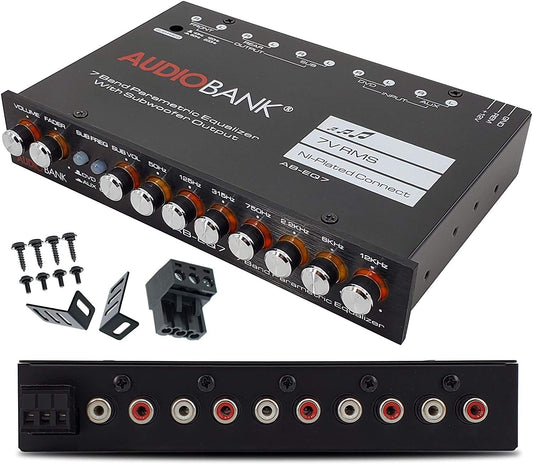 Ecualizador de Audio Audiobank 7 Bandas Ajustable para Coche con Salida de Subwoofer 43-120Hz