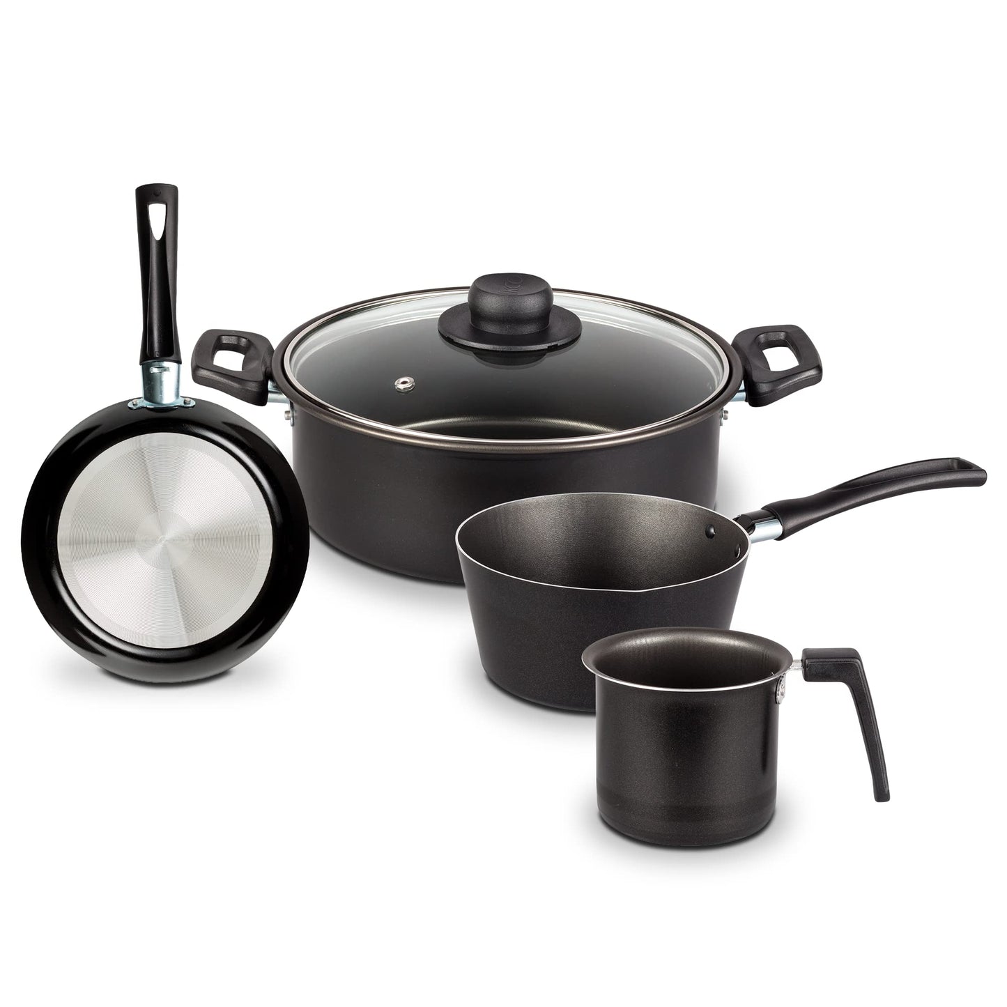 Deleite | Batería de Cocina con Antiadherente 5 Piezas de Aluminio - Color Negro