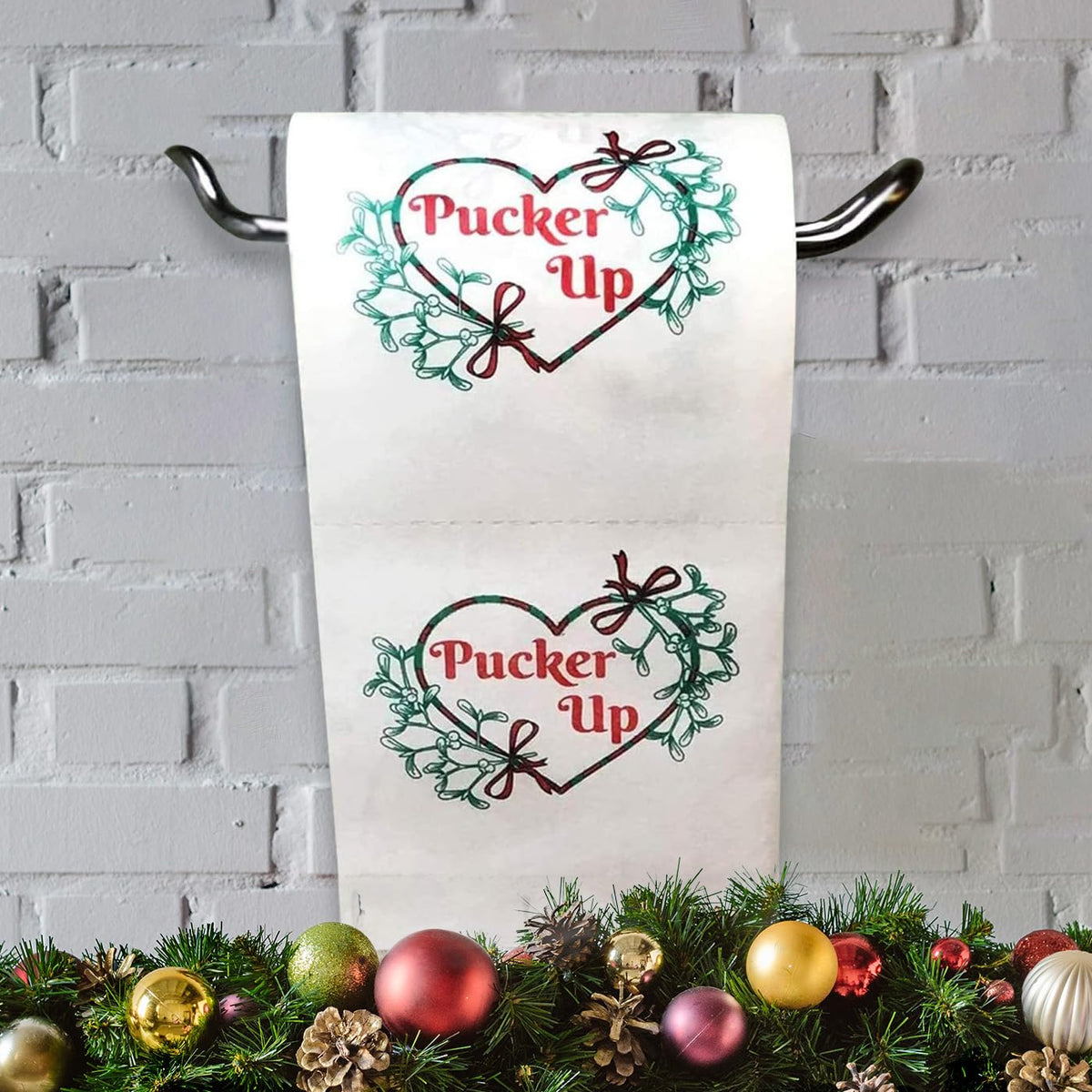 Papel Higiénico Pucker Up Mistletoe Festivo y Divertido para Navidad