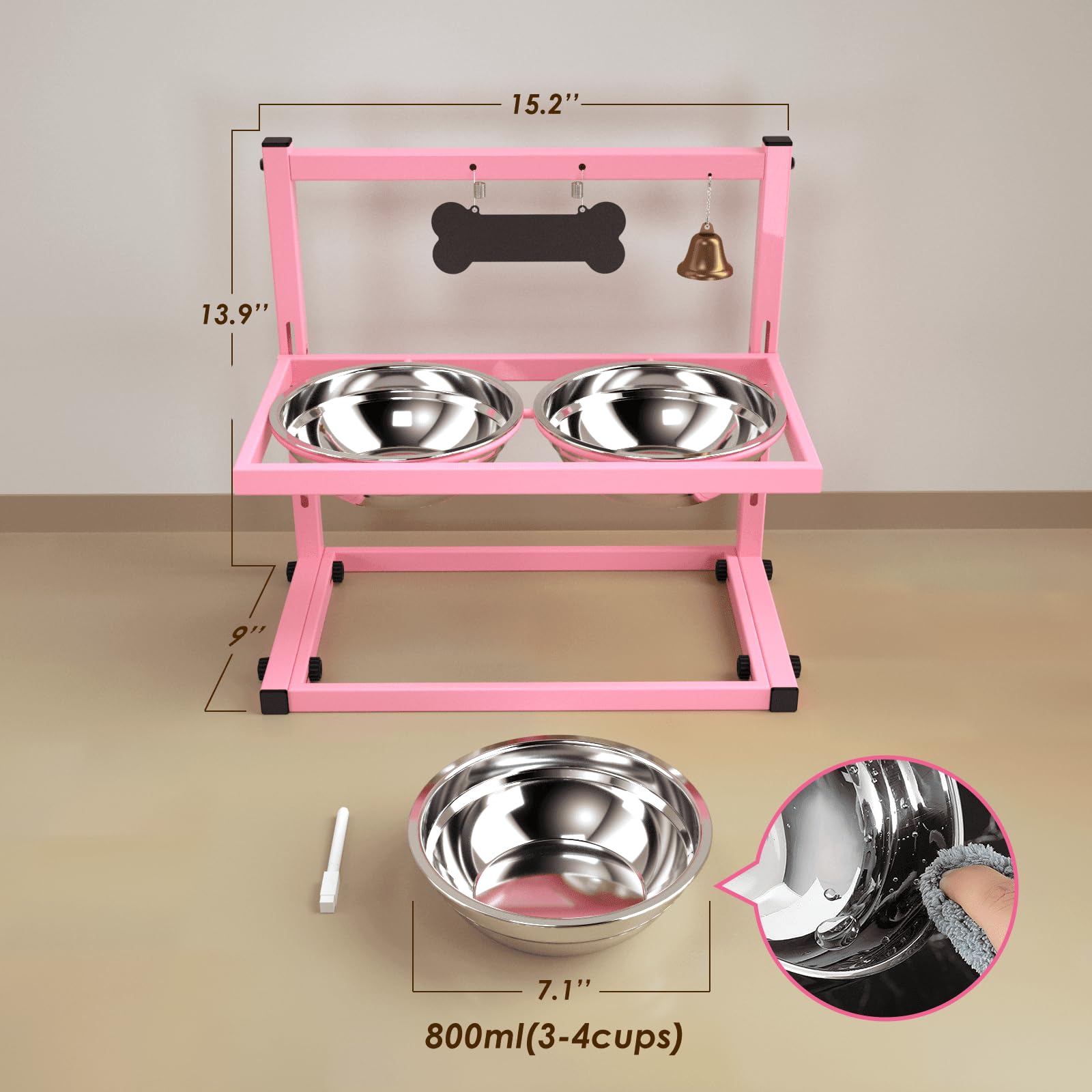 Cuencos Elevados SHAINFUN Acero Inoxidable para Perros Pequeños y Medianos con Soporte Ajustable
