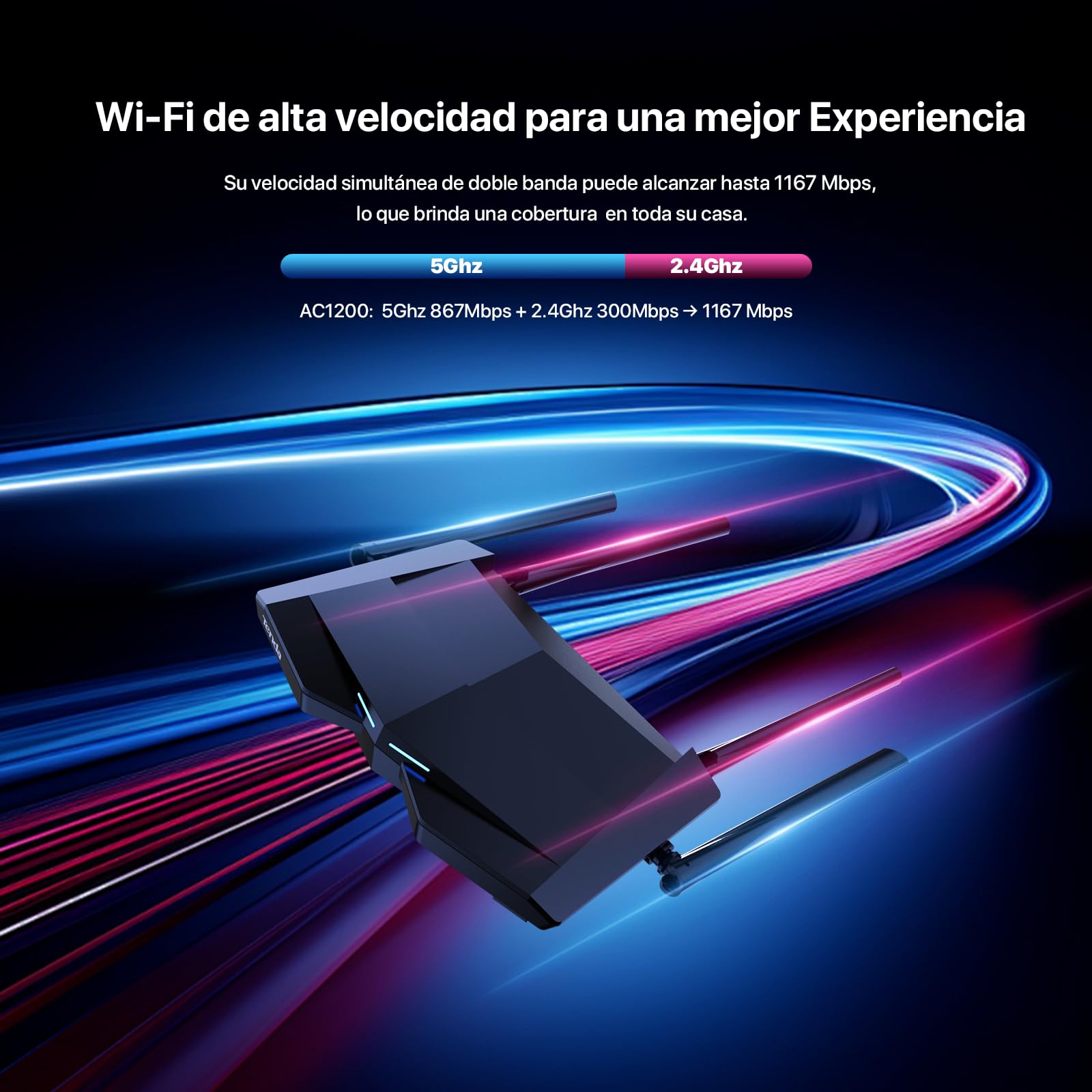 Router Gigabit AC1200 Tenda Doble Banda con Cobertura Ampliada y Tecnología Beamforming