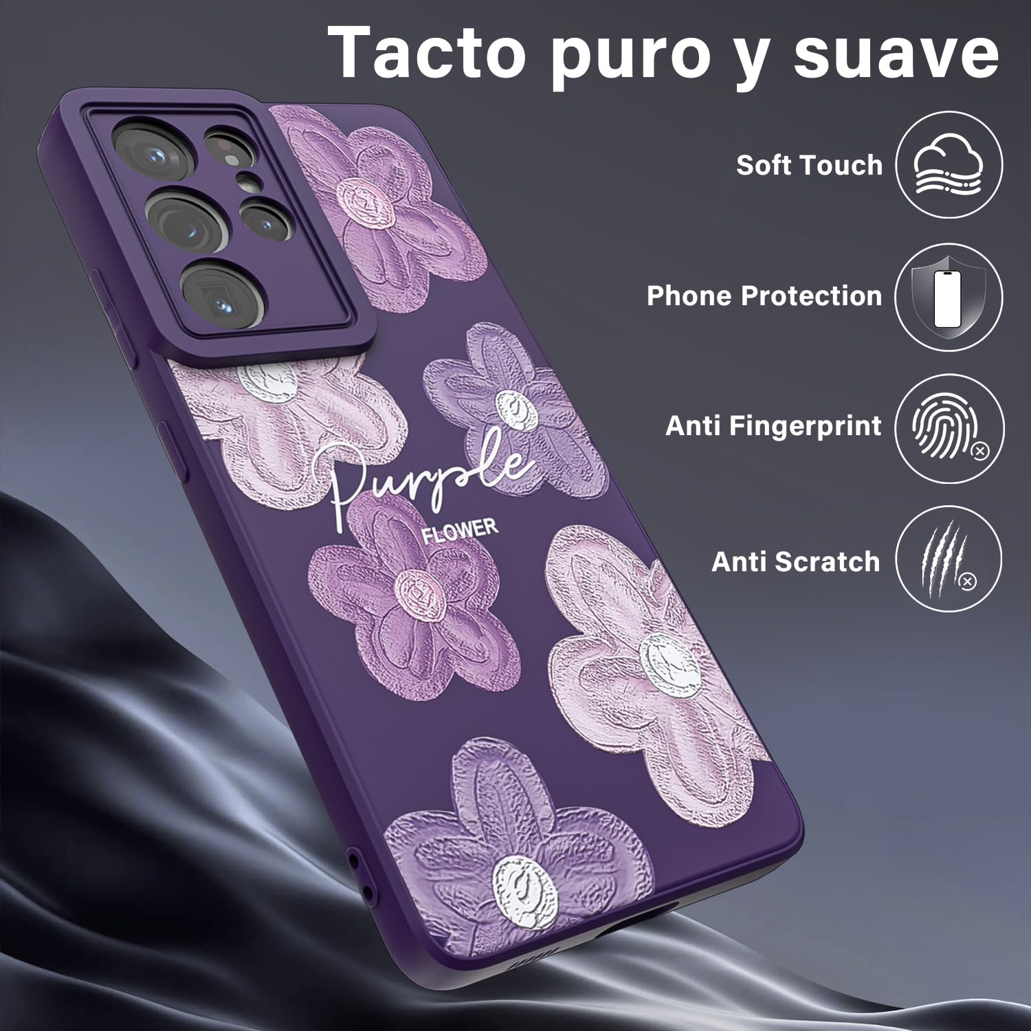 Threehao Funda para Samsung Galaxy S21 Ultra, Ultra Delgado Flexible Suave TPU Silicona Carcasa con Moda Aesthetic Dibujos Flores, Antigolpes Anti-arañazos Protectora Case para Samsung S21 Ultra