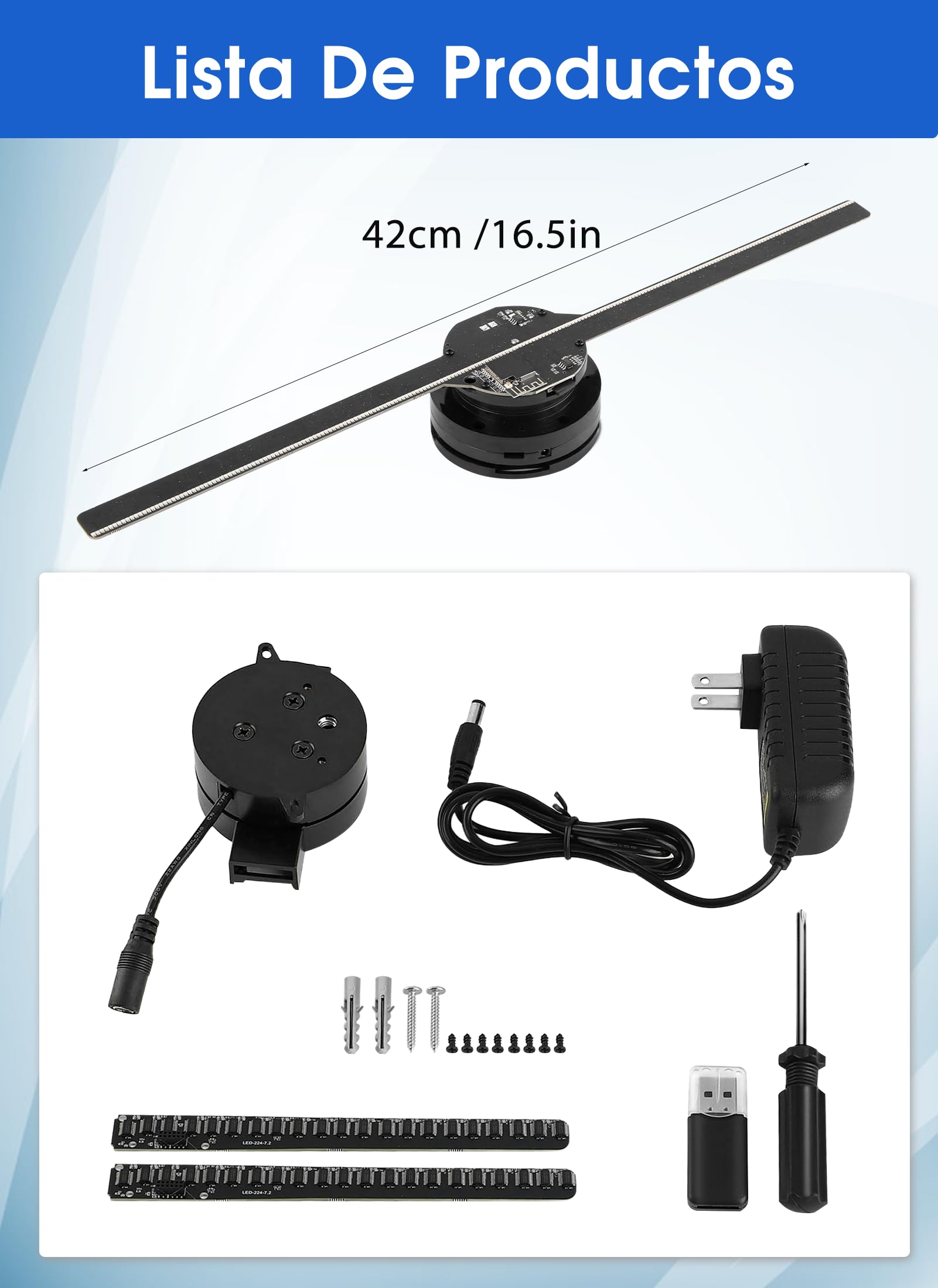 Ventilador de Holograma 3D Vbestlife WiFi PC Publicitaria LED 224 Luces para Negocios