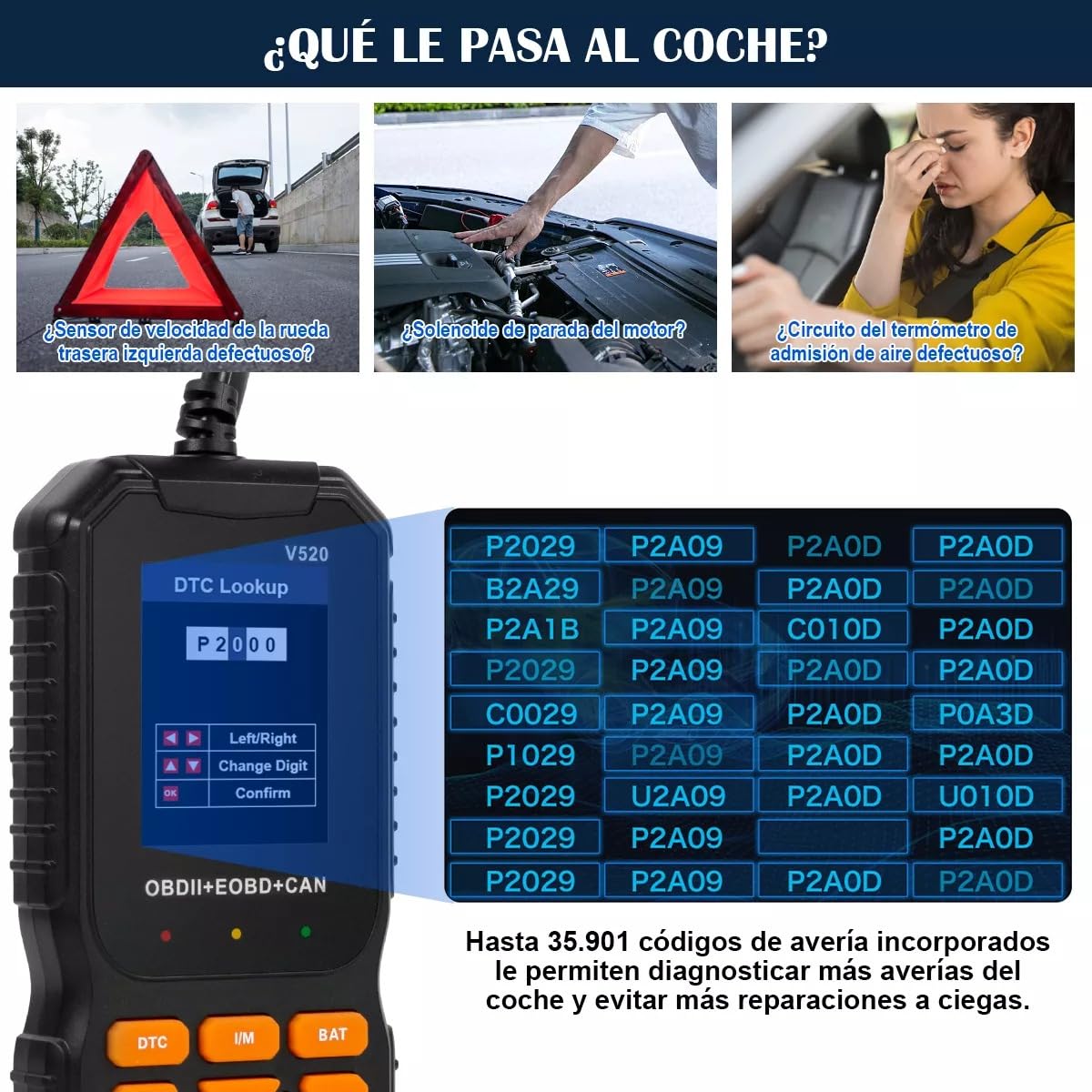 Scanner OBD2 JZZB Azul Multifunción para Automóvil
