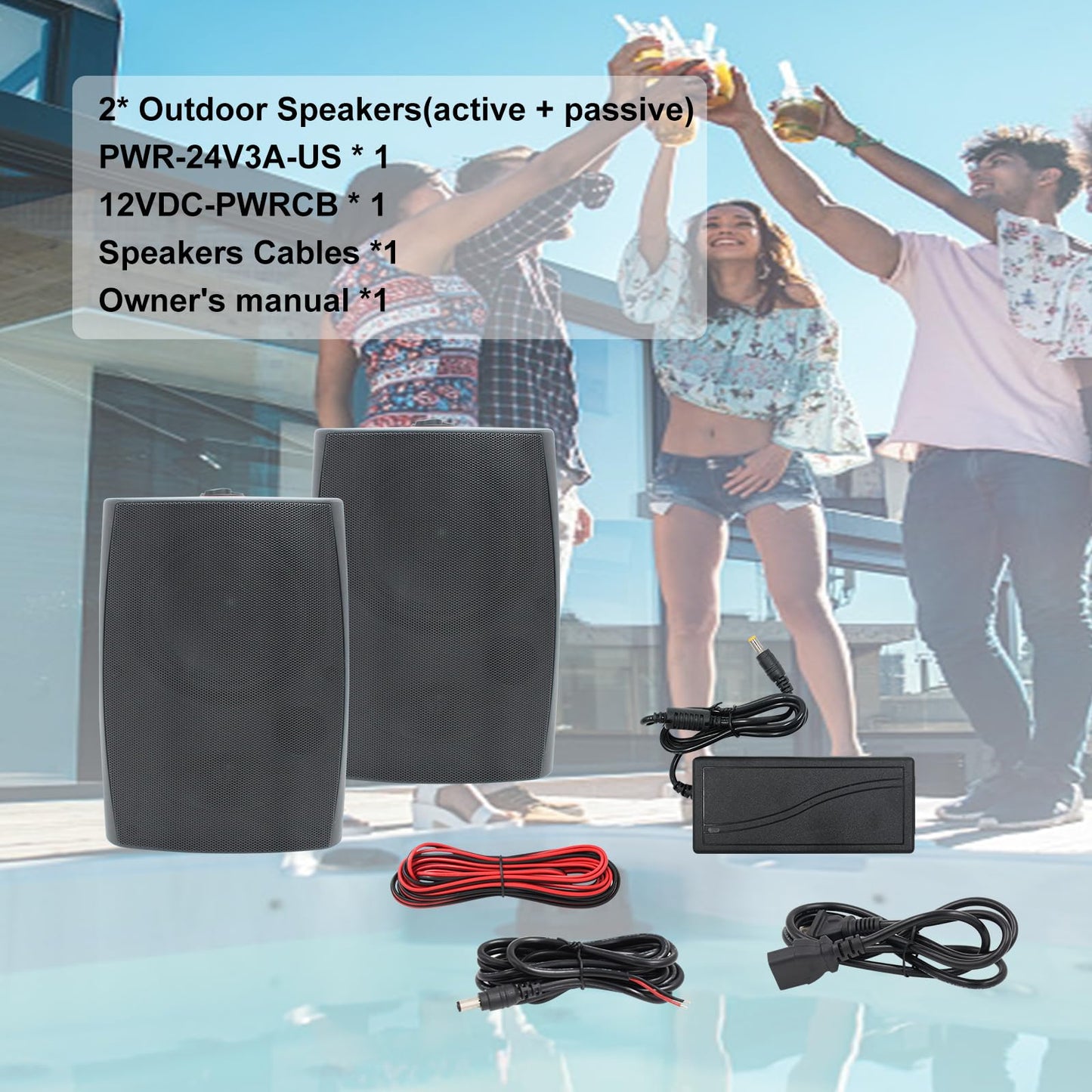 Herdio 6,5 Pulgadas Bluetooth Bocinas para Exterior, 400W Altavoces para Exteriores, Impermeable, Amplia Cobertura De Sonido Estéreo, para Patio, Terraza, Patio Trasero (Negro)