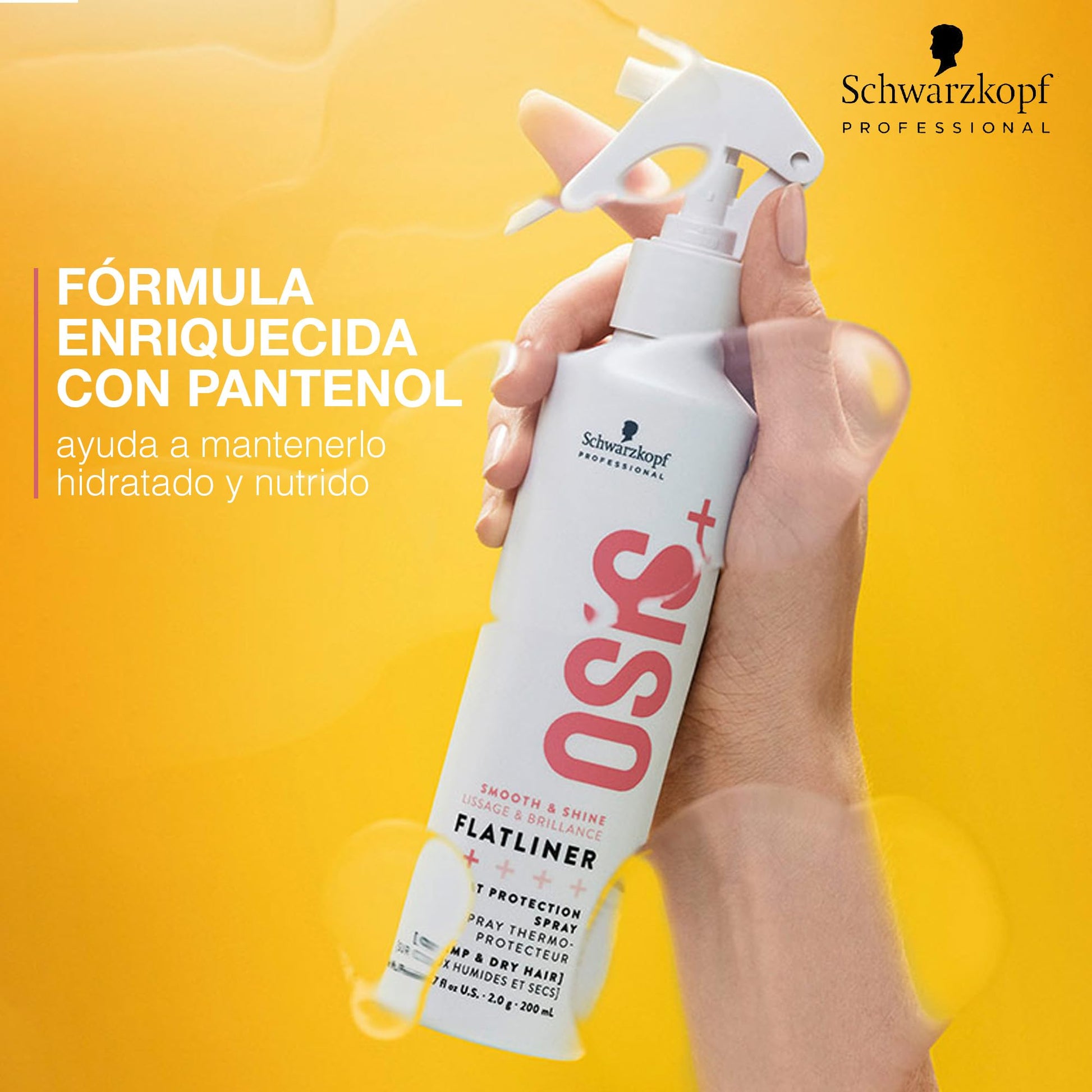 Spray Protector Térmico Schwarzkopf OSiS+ Flatliner Resistente y Acondicionador del Cabello