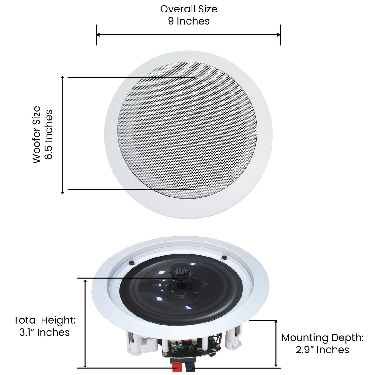 Altavoces de Techo Vaiyer 6.5 Pulgadas 2 Vías 400 Vatios para Sistema de Cine en Casa