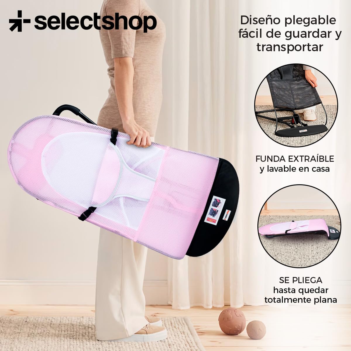 Silla Mecedora SELECTSHOP Rosa Portátil De Lujo Para Bebé