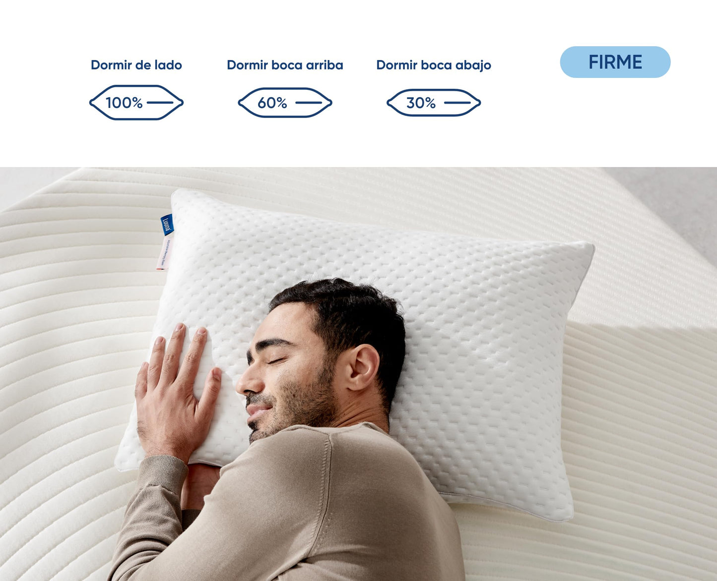 Luuna Almohada Ajustable Firme, 4 Pack, Tamaño Estándar 64x46 cm, Memory Foam, Funda Lavable, Suavidad y Frescura Garantizada para tu Descanso, Paquete de 2 Almohadas