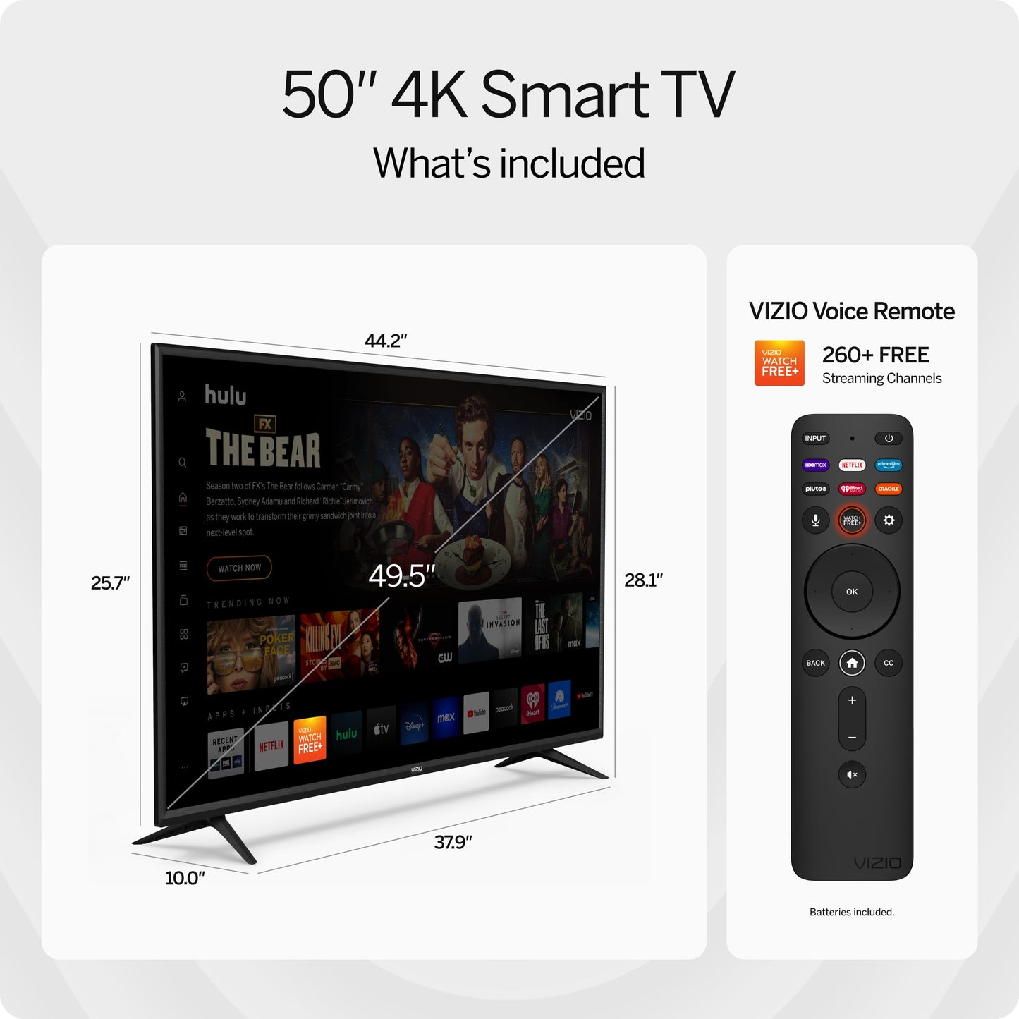 Smart TV LED 4K UHD Vizio 50 Pulgadas con Apple AirPlay y Chromecast Integrados en Negro, Modelo 2021