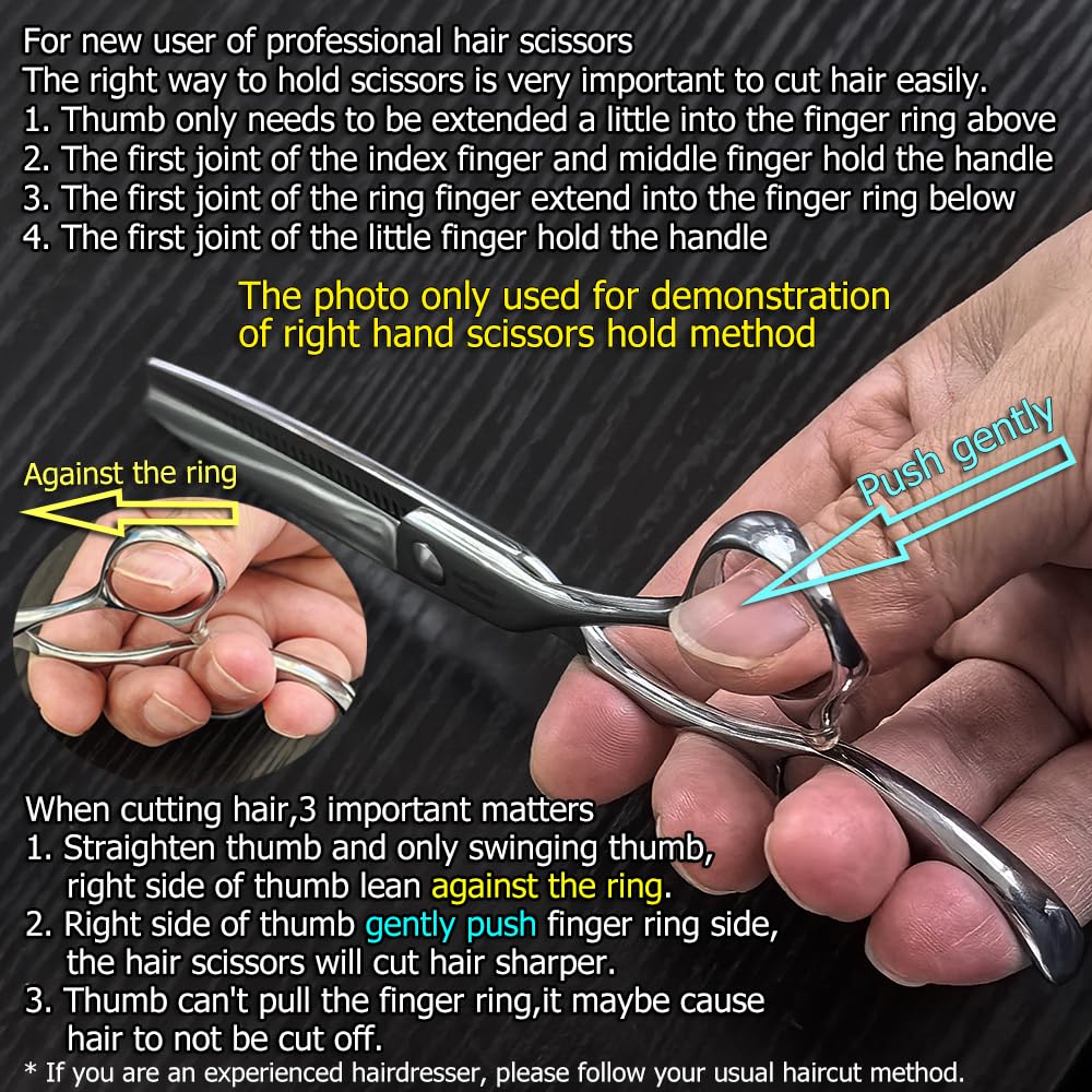 ABCD 6" Barber Hair Thinning Scissors Convex Edge Japan 440C Silvery Professional Thinning Shears Kinsaro