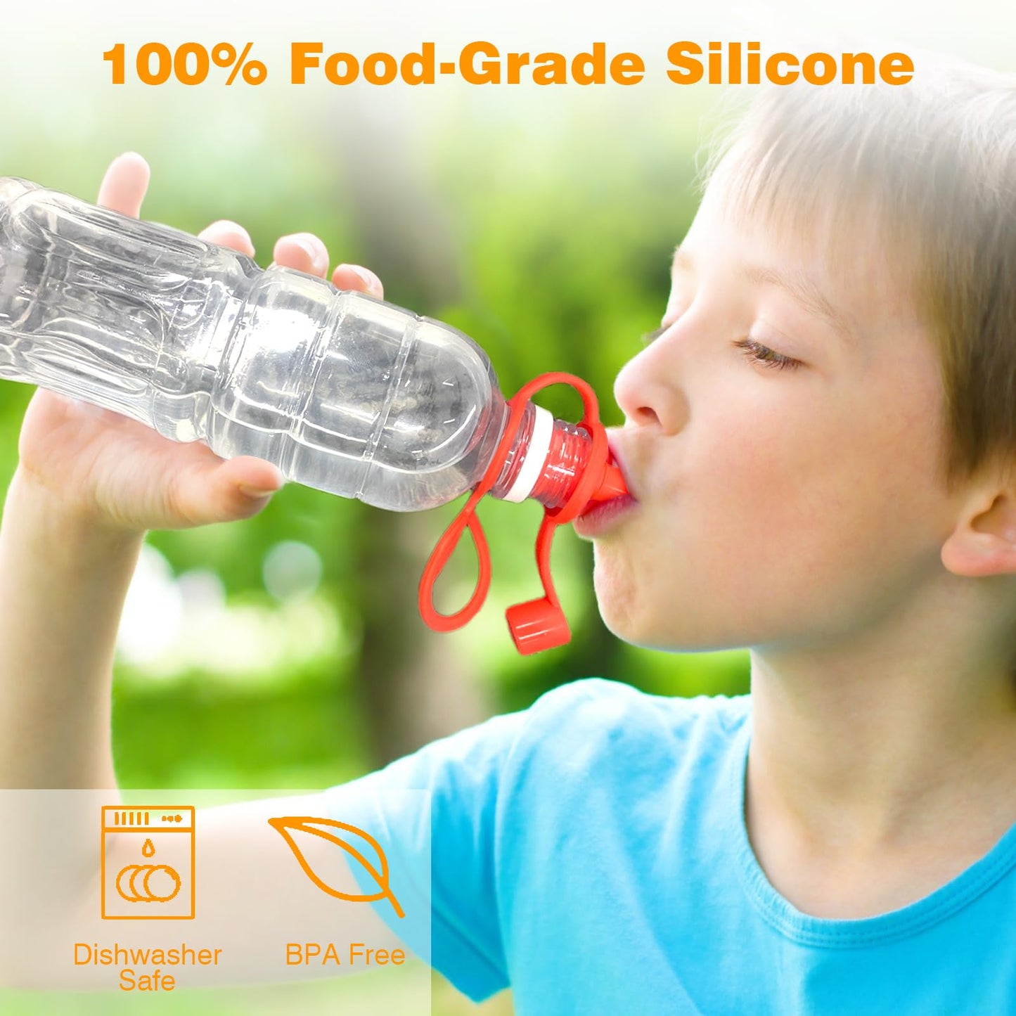 Boquilla de silicona para botella de agua: adaptador de boquilla para botella sin derrames para niños y bebés, sin BPA, paquete de 3