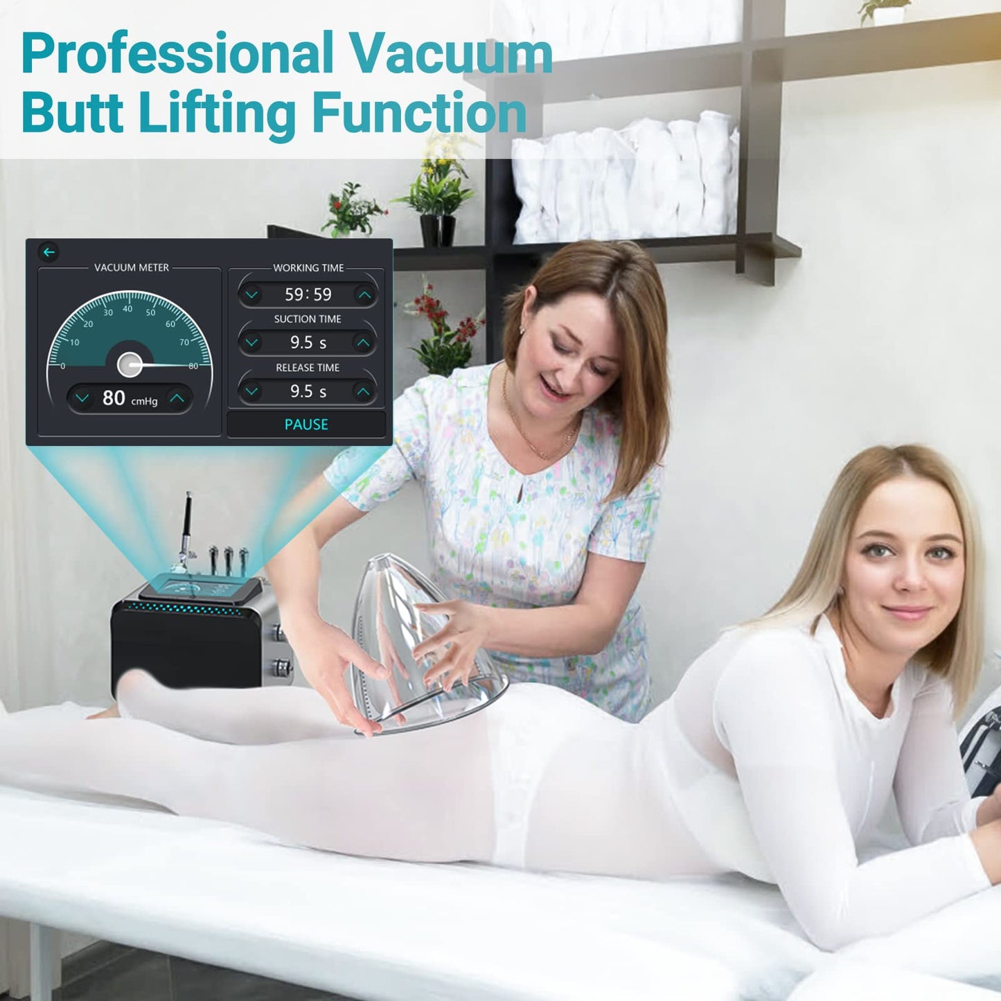 Beauty Star- [3 en 1] Máquina de terapia de vacío con tazas grandes de 1800 ml, máquina de terapia con ventosas, diámetro profesional