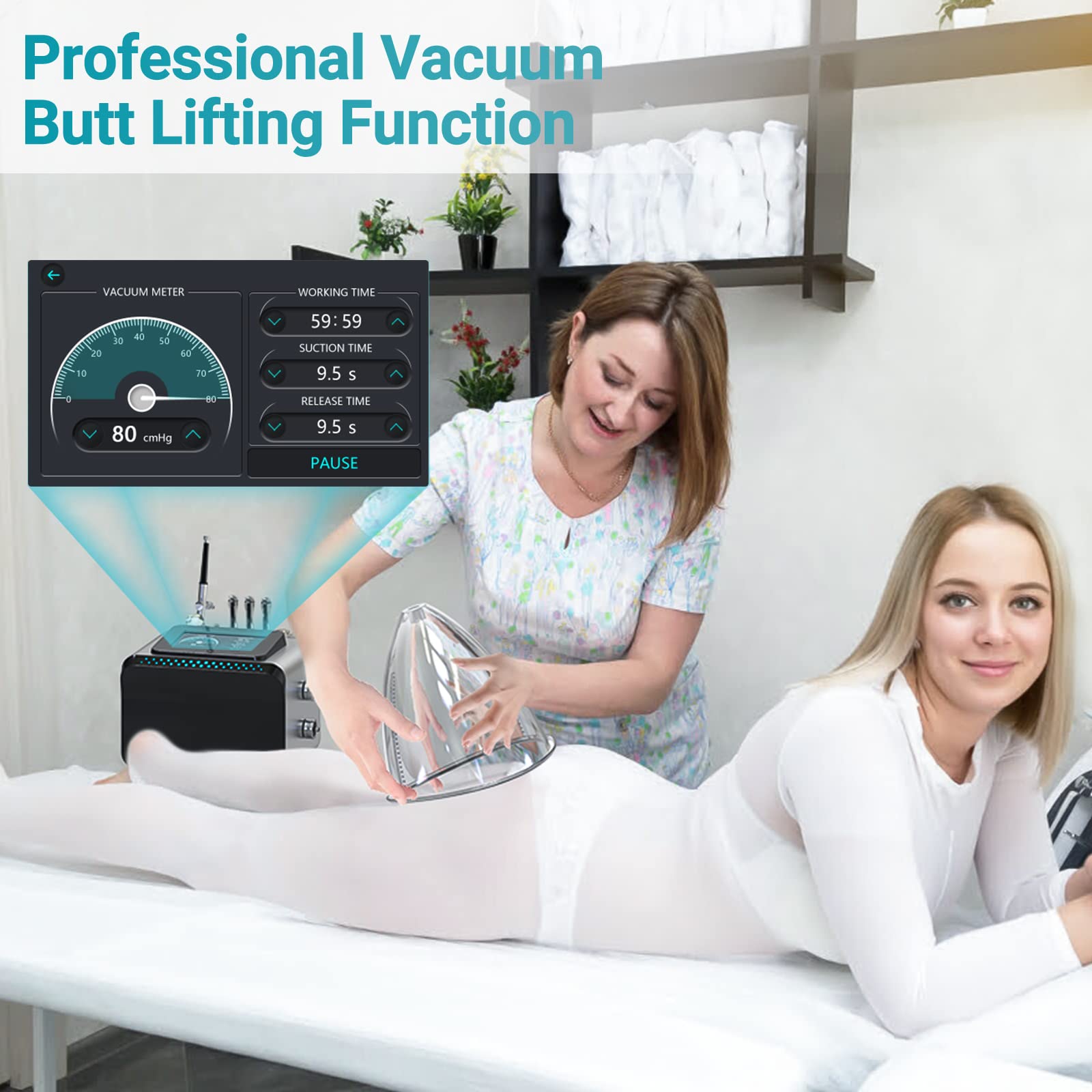 Beauty Star- [3 en 1] Máquina de terapia de vacío con tazas grandes de 1800 ml, máquina de terapia con ventosas, diámetro profesional