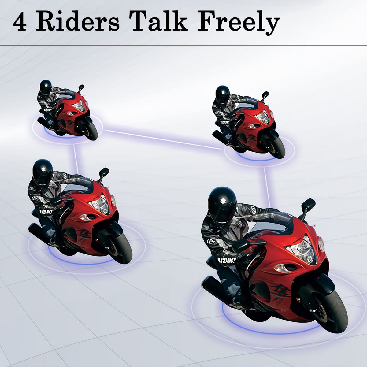 Sistema de Intercomunicador Bluetooth para Cascos de Motocicleta GaiRen V4 Plus Negro 4 Unidades