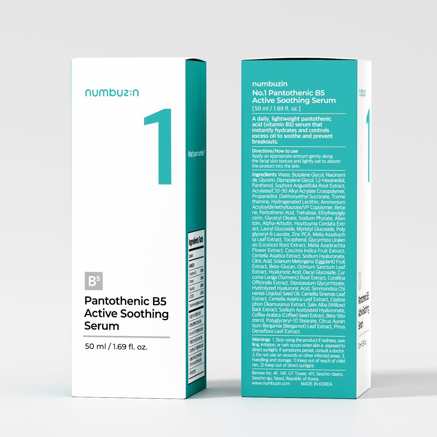 numbuzin Suero No.1 | Suero Calmante Activo Pantoténico B5 | Calmante, Hidratante | Ácido Pantoténico, Niacinamida | Control Del Exceso De Aceite, Reduce Los Brotes, Acné | Piel Grasa, Propensa Al Acn