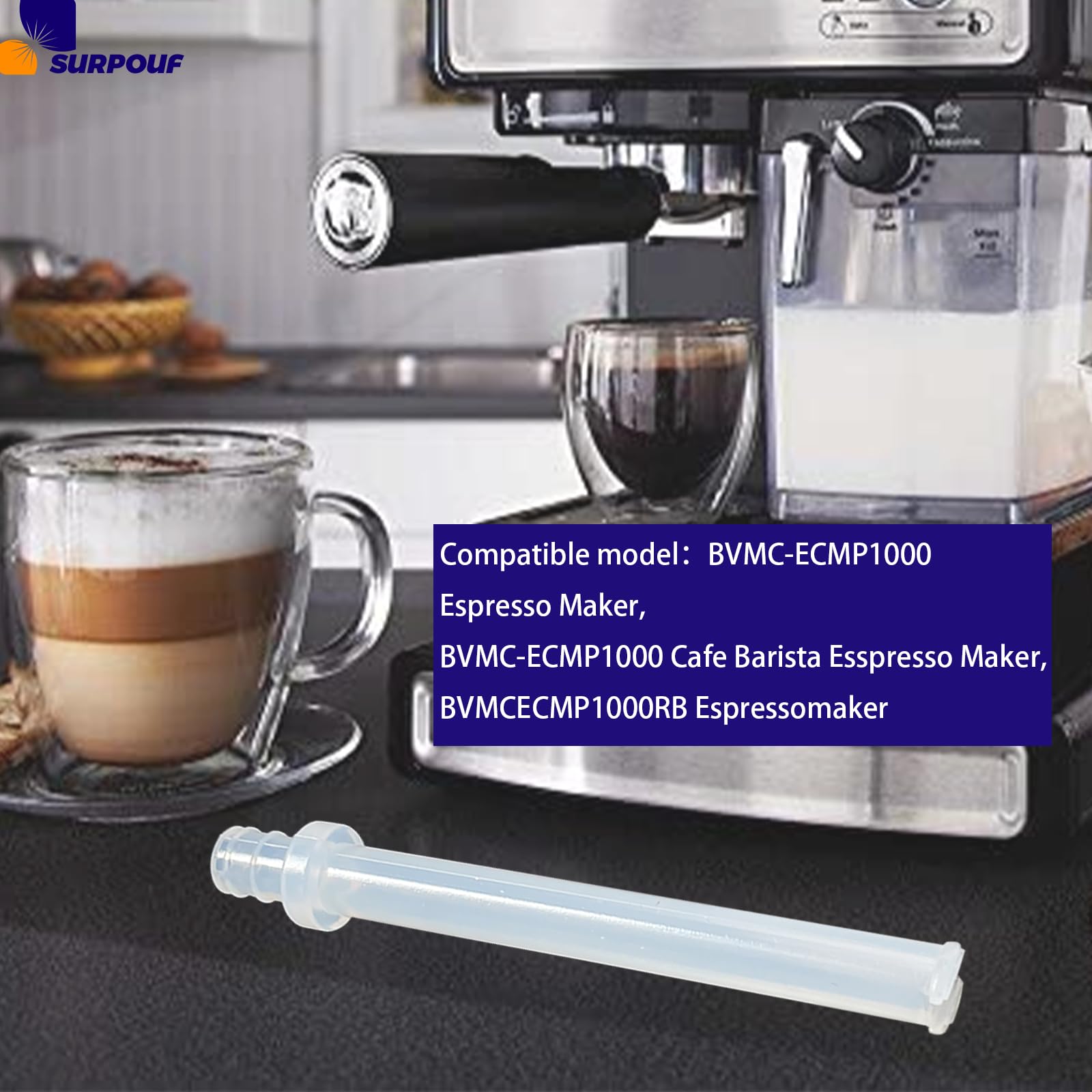 Tubo de Silicona Surpouf Compatible con Cafetera Espresso Mr.Coffee BVMC-ECMP1000