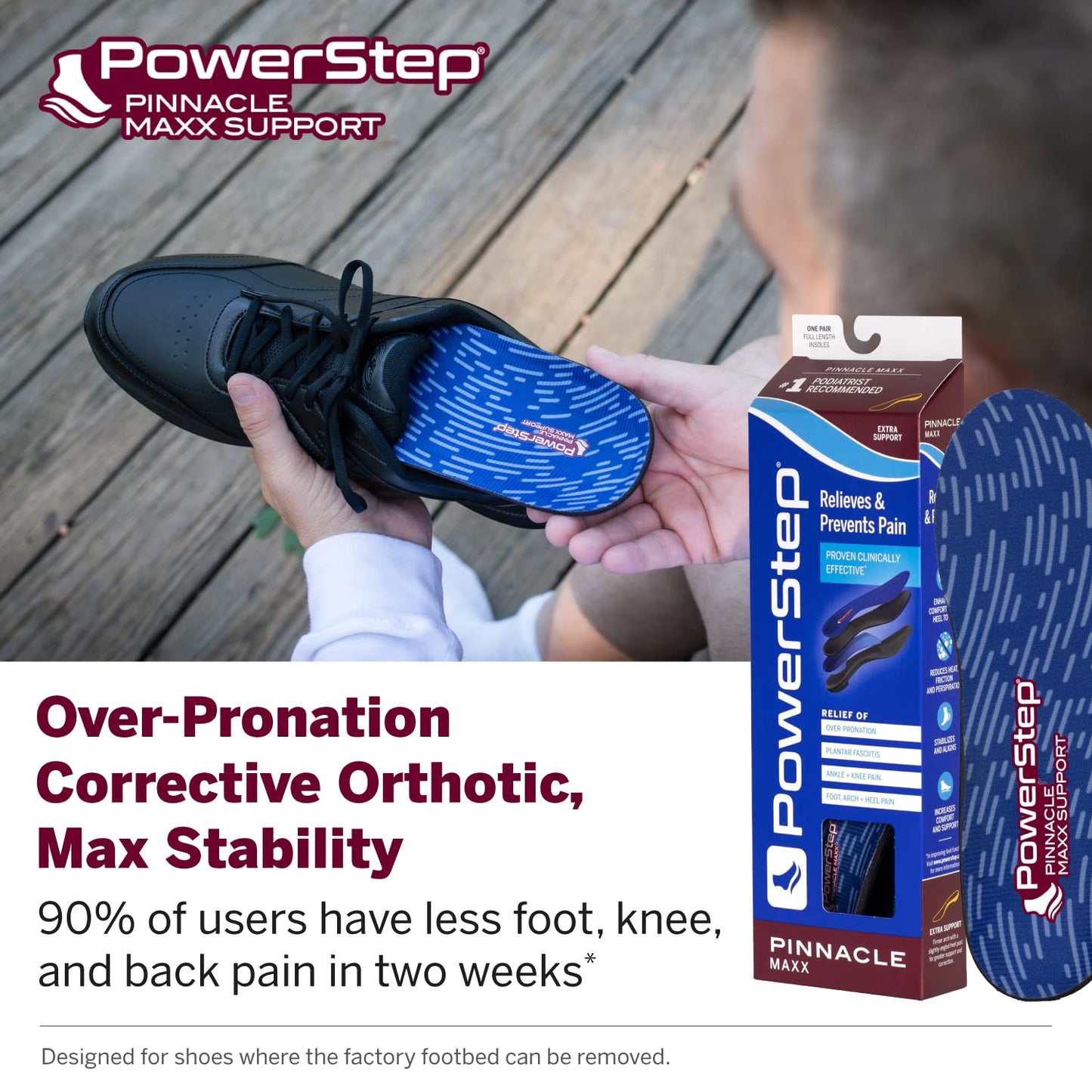 Plantillas Ortopédicas Powerstep Pinnacle Maxx Marrón/Negro Talla Completa para Hombre/Mujer
