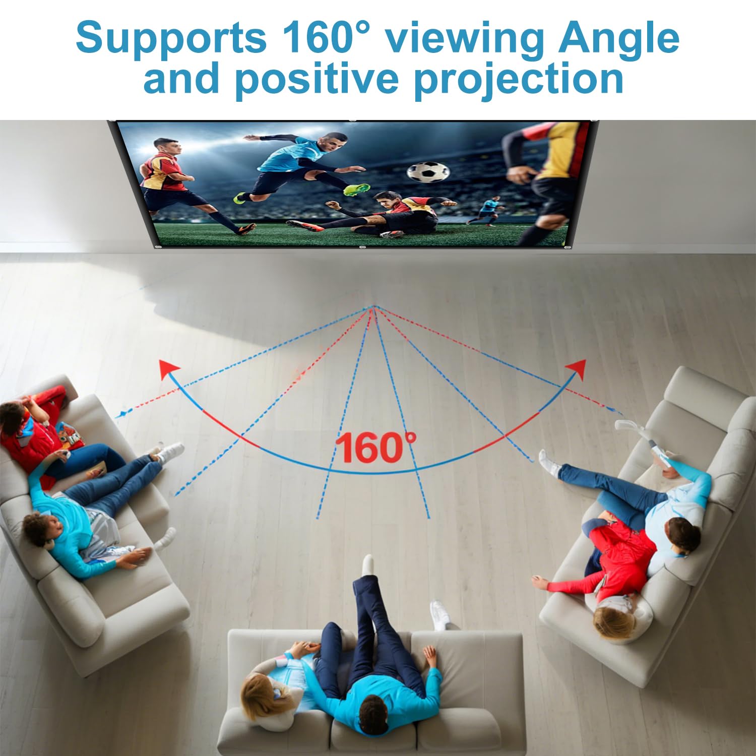 visualización de proyección portátil para exteriores de 150 pulgadas: 16:9 plegable con soporte antiarrugas de doble cara para cine en casa