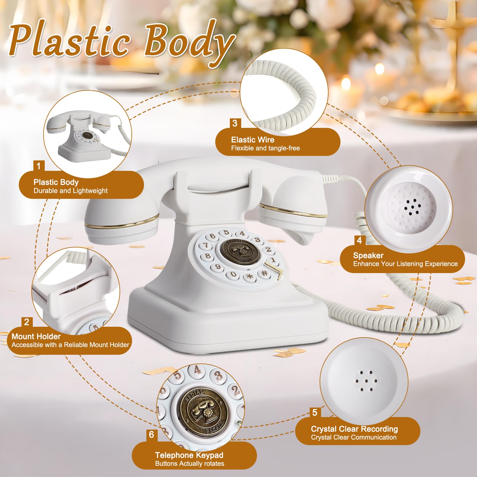 ROOMEDAL Libro de Visitas de Audio para Bodas, Teléfono Vintage con Mensaje de Voz y Caja de Regalo Premium para Eventos Especiales, Despedida de Soltera, Fiesta de Cumpleaños, Baby Shower