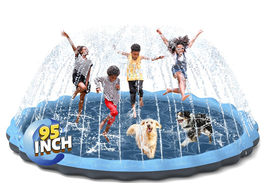 Hyperzoo - Alfombrilla para salpicaduras para niños y perros, de 94.5 pulgadas, almohadilla inflable para salpicaduras para piscina, grosor mejorado, juguetes de agua al aire última intervensión, para